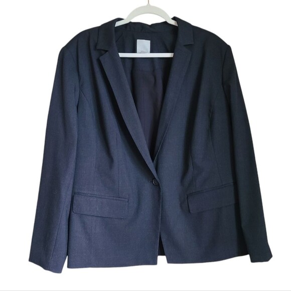 halogen plus size glen paid single button blazer charcoal grey size 16W - Picture 2 of 6